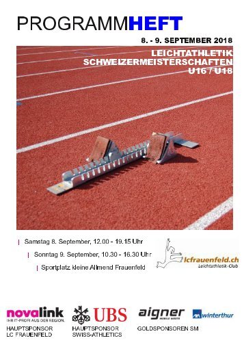 Programmheft Leichtathletik Schweizermeisterschaften 2018