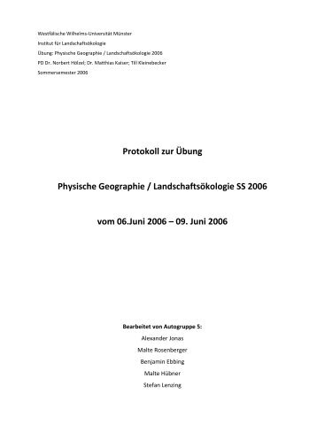 Protokoll zur Übung Physische Geographie ... - Alexander Jonas