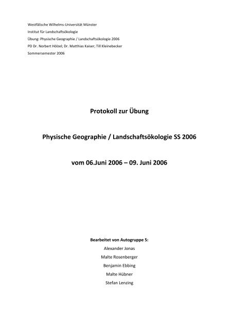 Protokoll zur Übung Physische Geographie ... - Alexander Jonas