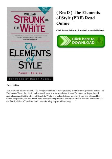 ( ReaD ) The Elements of Style (PDF) Read Online