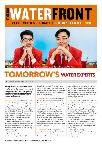 World Water Week Daily Thursday 30 August, 2018