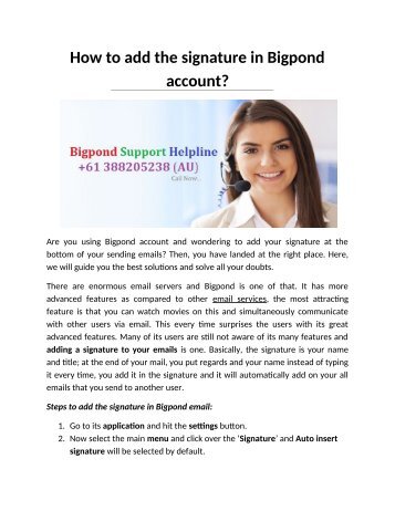 How to add signature in Bigpond account