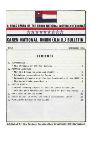 KNU Bulletin No. 7, November 1986