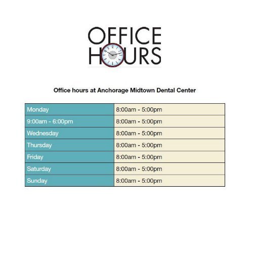 Office hours at top Anchorage periodontal clinic Anchorage Midtown Dental Center