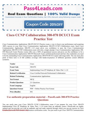 Cisco 300-070 DCUCI Exam Practice Material 2018 Updated