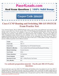 Cisco 300-115 Exam Preparation - 2018 Updated Practice Questions