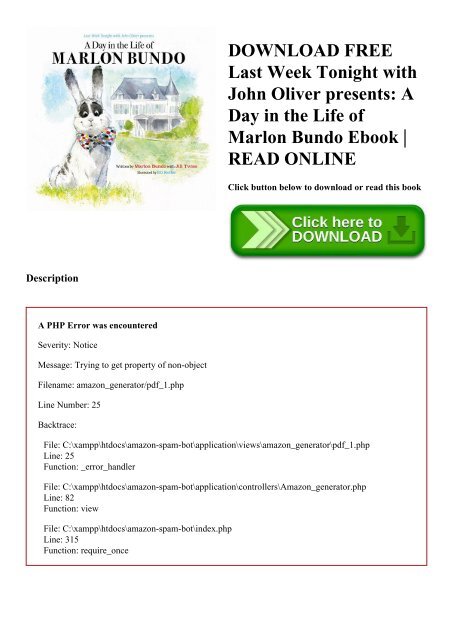 DOWNLOAD FREE Last Week Tonight with John Oliver presents A Day in the Life of Marlon Bundo Ebook  READ ONLINE