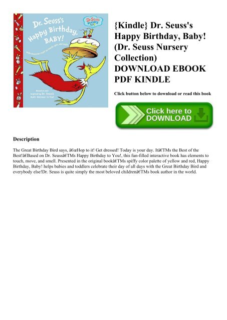 {Kindle} Dr. Seuss's Happy Birthday  Baby! (Dr. Seuss Nursery Collection) DOWNLOAD EBOOK PDF KINDLE