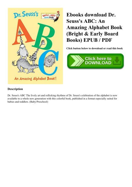 Ebooks Download Dr Seuss S Abc An Amazing Alphabet Book Bright Amp Early Board Books Epub Pdf