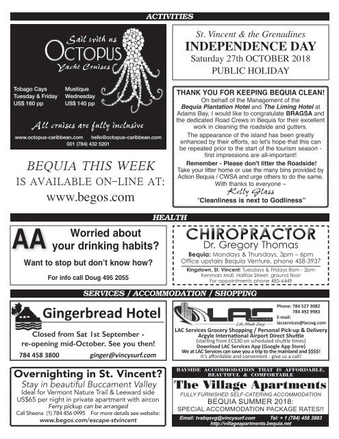 Bequia this Week - September - October 2018