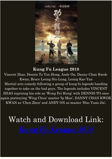 PUTLOCKERS FULL MOVIE Kung Fu League 2018 Streaming Download Free