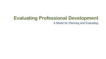 A Model for Planning and Evaluating Professional Development