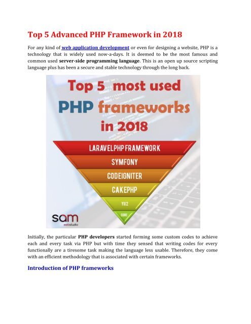 Top 5 Advanced PHP Framework in 2018