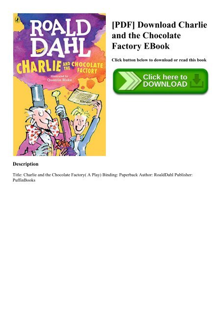 Pdf Download Charlie And The Chocolate Factory Ebook