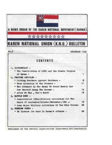 KNU Bulletin No 8, December 1986