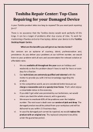 Toshiba Repair Center: Top-Class Repairing for your Damaged Device