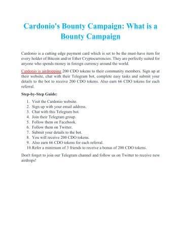 Cardonio's Bounty Campaign: What is a Bounty Campaign
