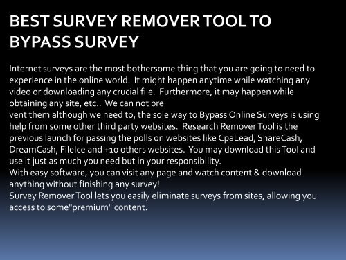 How to bypass surveys