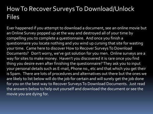 How to bypass surveys