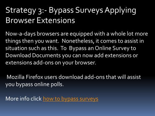 How to bypass surveys