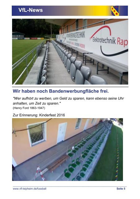 Stadionblättle SG Leipheim/Bubesheim 2 - FVgg Oberwaldbach-Ried