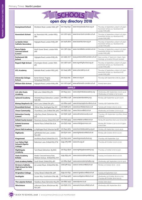 Primary Times North London Back to School 2018