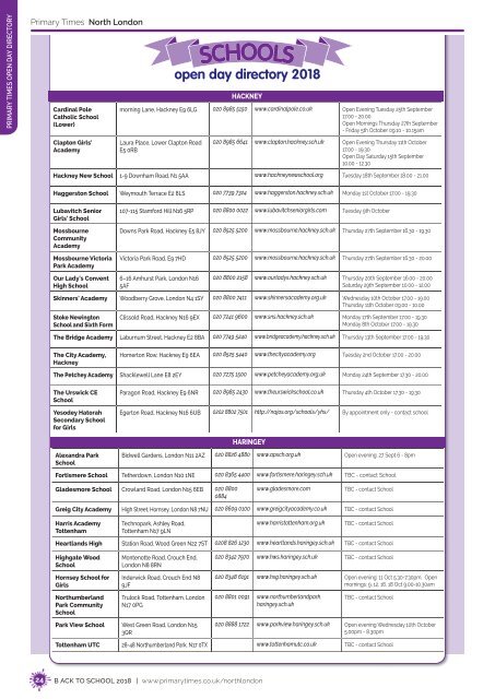 Primary Times North London Back to School 2018