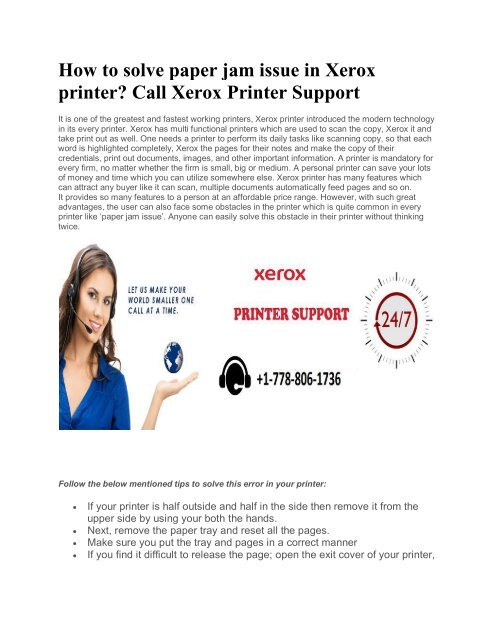 xerox printer paper jam