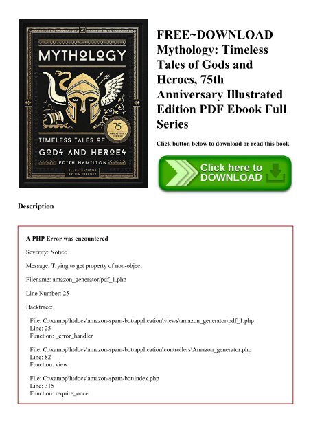 FREE~DOWNLOAD Mythology Timeless Tales of Gods and Heroes  75th Anniversary Illustrated Edition PDF Ebook Full Series