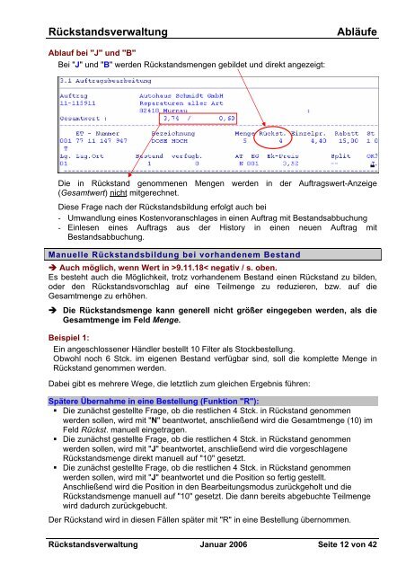 Rückstandsverwaltung Abläufe