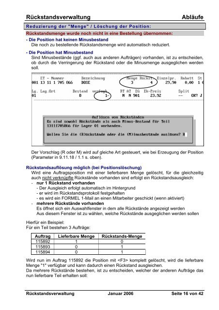 Rückstandsverwaltung Abläufe