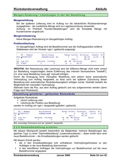 Rückstandsverwaltung Abläufe