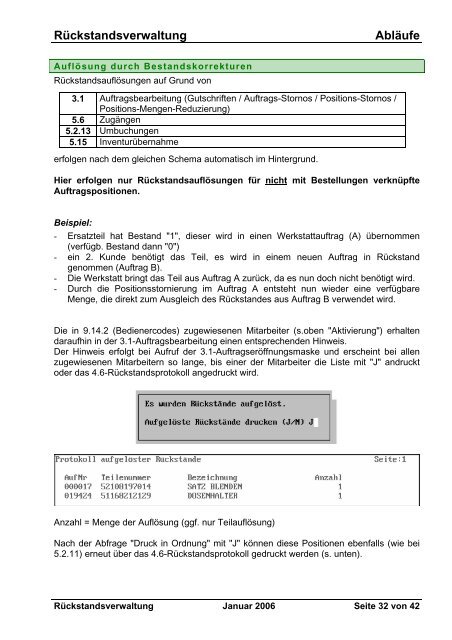 Rückstandsverwaltung Abläufe