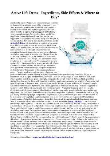*BEFORE BUYING*Active Life Detox"SIDE EFFECTS"