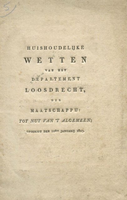 Wetten van het departement Loosdrecht 1823