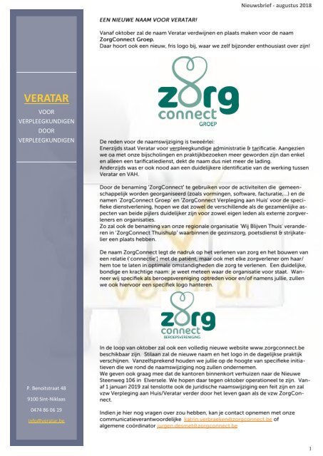 Nieuwsbrief Veratar augustus 2018