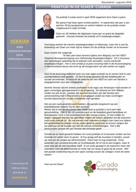 Nieuwsbrief Veratar augustus 2018