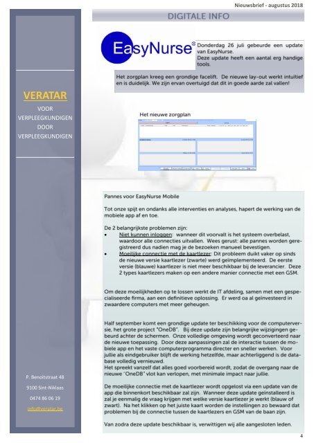 Nieuwsbrief Veratar augustus 2018