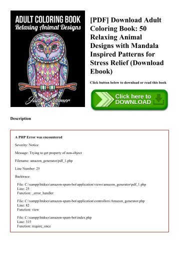 PDF Download Adult Coloring Book 50 Relaxing Animal Designs With Mandala Inspired Patterns For