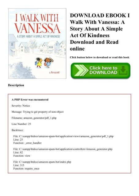 DOWNLOAD EBOOK I Walk With Vanessa A Story About A Simple Act Of Kindness  Download and