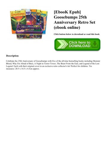 [EbooK Epub] Goosebumps 25th Anniversary Retro Set (ebook online)