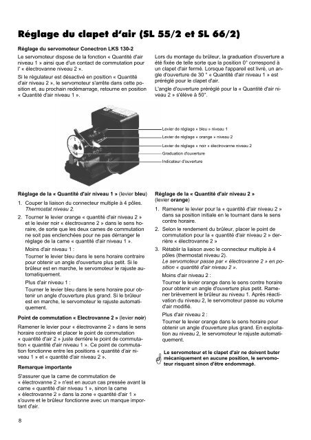 Le servomoteur et le clapet d'air ne doivent buter - Remko