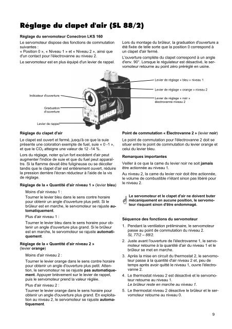 Le servomoteur et le clapet d'air ne doivent buter - Remko