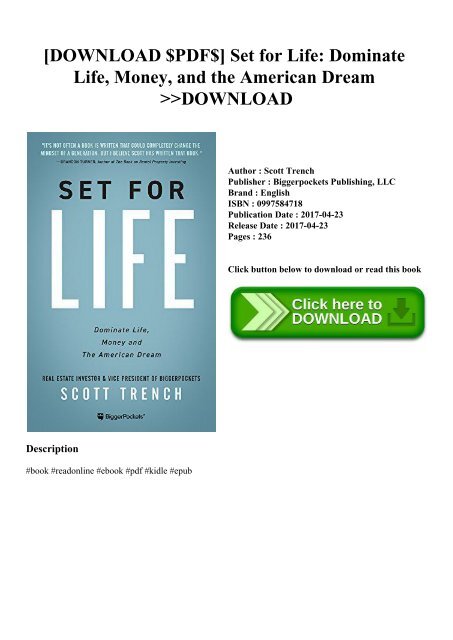 [DOWNLOAD $PDF$] Set for Life Dominate Life  Money  and the American Dream DOWNLOAD
