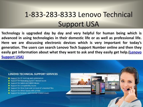 For Instant Services Call (1-833-283-8333) Lenovo Support Number