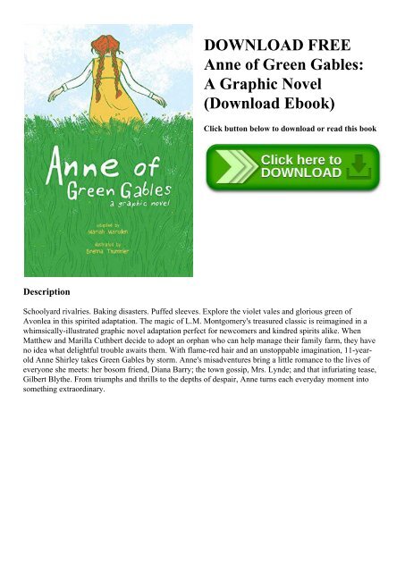 Anne Of Green Gables A Graphic Novel Download Free Ebook