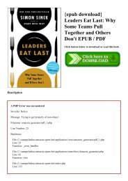 {epub download} Leaders Eat Last Why Some Teams Pull Together and Others Don't EPUB  PDF