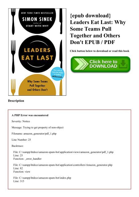 {epub download} Leaders Eat Last Why Some Teams Pull Together and Others Don't EPUB  PDF