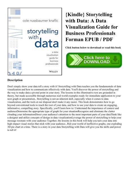 {Kindle} Storytelling with Data A Data Visualization Guide for Business Professionals Forman EPUB  PDF