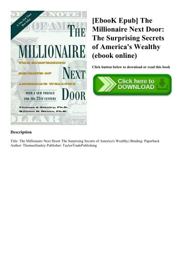 [EbooK Epub] The Millionaire Next Door The Surprising Secrets of America's Wealthy (ebook online)